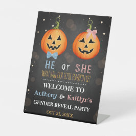 Halloween Pumpkin Gender onthaal Welkom Reclamebord Met Voetstuk