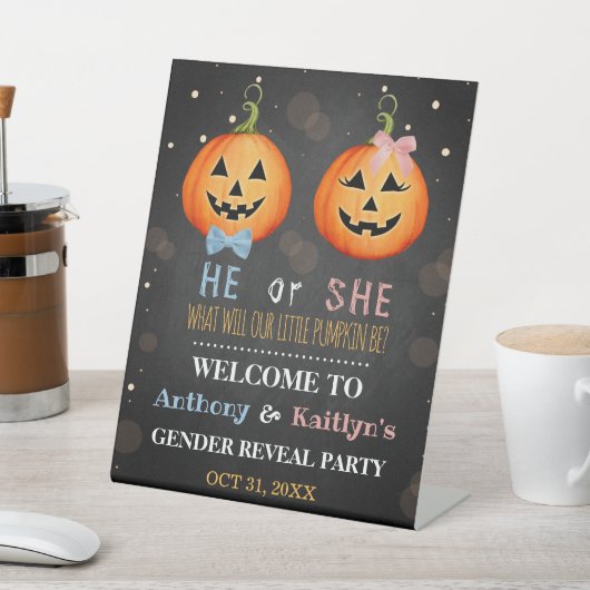 Halloween Pumpkin Gender onthaal Welkom Reclamebord Met Voetstuk (Insitu)