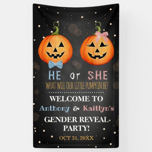 Halloween Pumpkin Gender onthaal Welkom Spandoek (Verticaal)