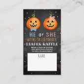 Halloween Pumpkin Gender onthulling party Diaper Informatiekaartje (Voorkant)