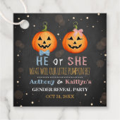 Halloween Pumpkin Gender Reopenbaarmakingsfeest Bedankjes Labels (Voorkant)