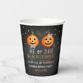 Halloween Pumpkin Gender Reopenbaarmakingsfeest Papieren Bekers (Achterkant)