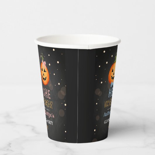 Halloween Pumpkin Gender Reopenbaarmakingsfeest Papieren Bekers (Rechts)