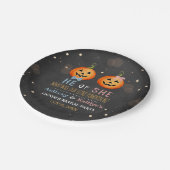 Halloween Pumpkin Gender Reopenbaarmakingsfeest Papieren Bordje (Gekanteld)