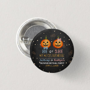 Halloween Pumpkin Gender Reopenbaarmakingsfeest Ronde Button 3,2 Cm