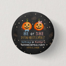 Halloween Pumpkin Gender Reopenbaarmakingsfeest Ronde Button 3,2 Cm