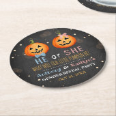 Halloween Pumpkin Gender Reopenbaarmakingsfeest Ronde Kartonnen Onderzetter (Gebogen)