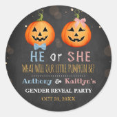 Halloween Pumpkin Gender Reopenbaarmakingsfeest Ronde Sticker (Voorkant)