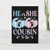 Halloween Pumpkin Gender Reveal He Or She Cousin T Kaart (Voorkant)