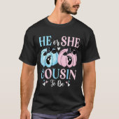 Halloween Pumpkin Gender Reveal He Or She Cousin T T-shirt (Voorkant)