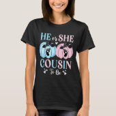 Halloween Pumpkin Gender Reveal He Or She Cousin T T-shirt (Voorkant)