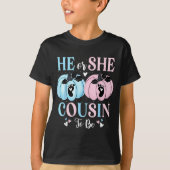 Halloween Pumpkin Gender Reveal He Or She Cousin T T-shirt (Voorkant)