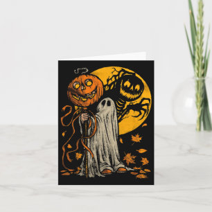 Halloween Pumpkin Ghost Autumn Leaves Graphic Art Kaart