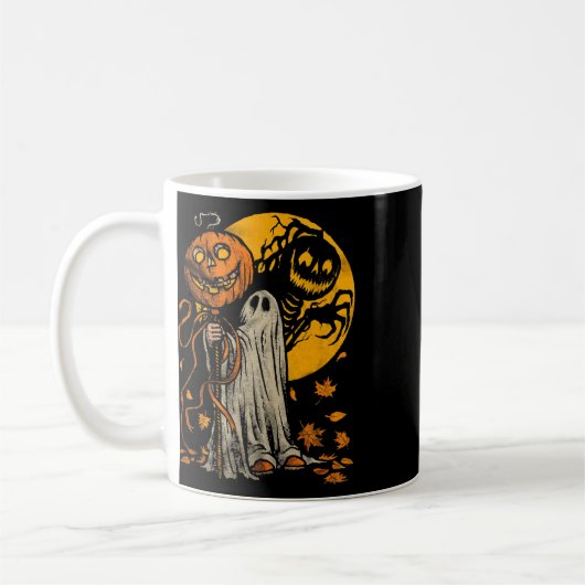 Halloween Pumpkin Ghost Autumn Leaves Graphic Art Koffiemok (Links)