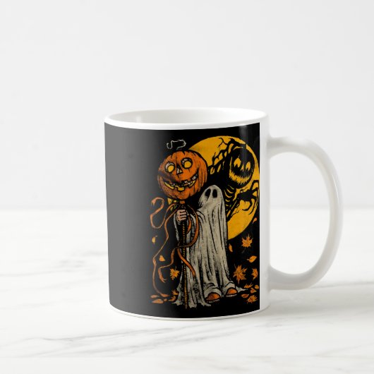 Halloween Pumpkin Ghost Autumn Leaves Graphic Art Koffiemok (Rechts)