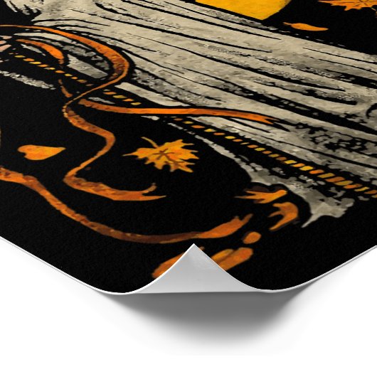 Halloween Pumpkin Ghost Autumn Leaves Graphic Art Poster (Hoek)
