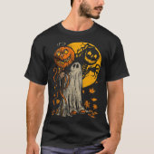 Halloween Pumpkin Ghost Autumn Leaves Graphic Art T-shirt (Voorkant)