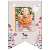 Halloween Pumpkin Ghost Birthday Foto Vlaggetjes (Tweede vlag)