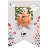 Halloween Pumpkin Ghost Birthday Foto Vlaggetjes (Eerste vlag)