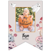 Halloween Pumpkin Ghost Birthday Foto Vlaggetjes (Derde vlag)
