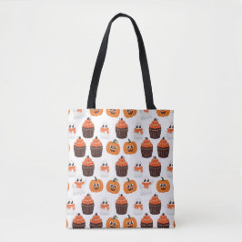 Halloween Pumpkin Ghost Cupcake Pattern Tote Bag