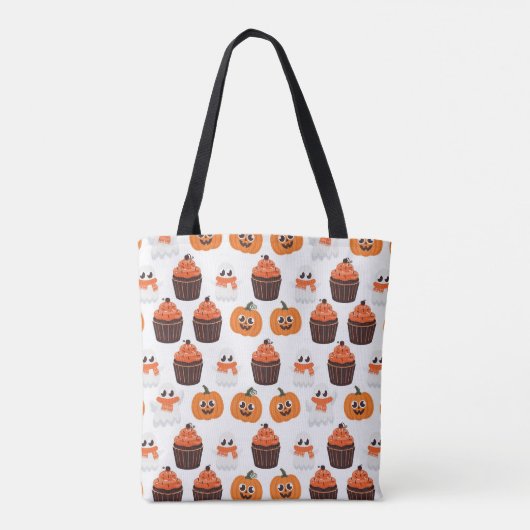 Halloween Pumpkin Ghost Cupcake Pattern Tote Bag (Achterkant)