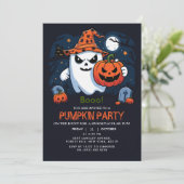 Halloween Pumpkin Ghost Kaart (Staand voorkant)