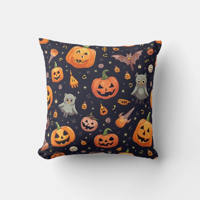 Halloween Pumpkin Ghost Kussen (Voorkant)