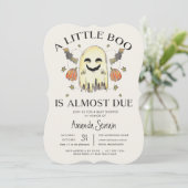 Halloween Pumpkin Ghost Little Boo Baby shower Kaart (Staand voorkant)