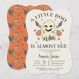 Halloween Pumpkin Ghost Little Boo Baby shower Kaart