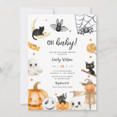 Halloween Pumpkin Ghost Oh Baby Baby shower Kaart (Voorkant)