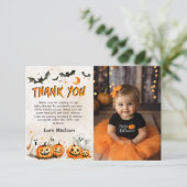 Halloween Pumpkin Ghost Party Dank je wel kaart (Staand voorkant)