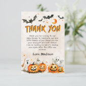 Halloween Pumpkin Ghost Party Dank je wel kaart (Staand voorkant)