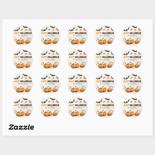 Halloween Pumpkin Ghost Party Sticker (Vel)