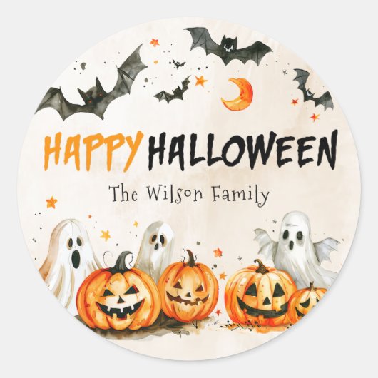 Halloween Pumpkin Ghost Party Sticker (Voorkant)