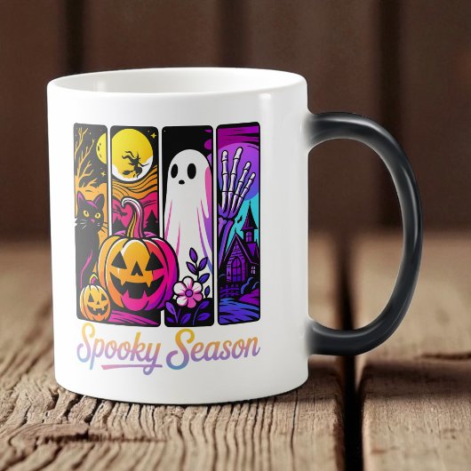 Halloween Pumpkin Ghost Pop Art Retro Black Magische Mok