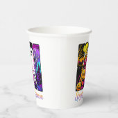 Halloween Pumpkin Ghost Pop Art Retro Black Papieren Bekers (Rechts)