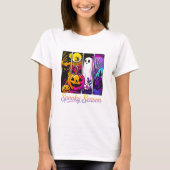 Halloween Pumpkin Ghost Pop Art Retro T-shirt (Voorkant)