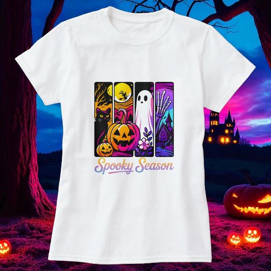 Halloween Pumpkin Ghost Pop Art Retro T-shirt