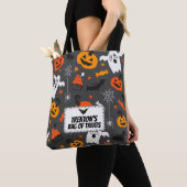 Halloween Pumpkin Ghost Spider Patroon Tote Bag (Dichtbij)
