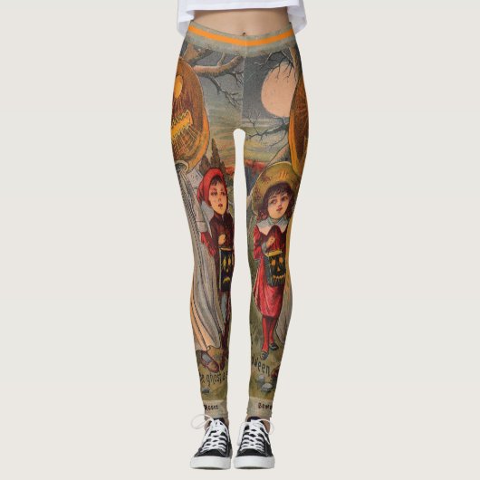  Halloween Pumpkin Ghost Trick or treat Leggings (Voorkant)