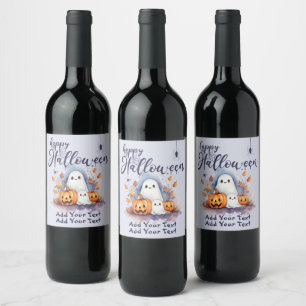 Halloween Pumpkin Ghost Wijnlabel Wijn Etiket