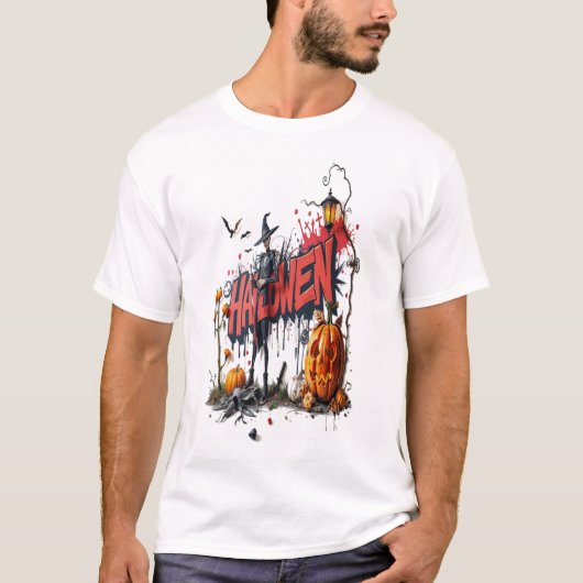halloween pumpkin graffiti art cool t-shirt (Voorkant)