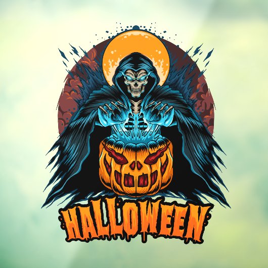Halloween Pumpkin Grim Reaper Raamsticker (Vel 3)
