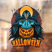Halloween Pumpkin Grim Reaper Raamsticker (Vel 2)