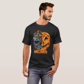 Halloween pumpkin half skull looks spooky and cool t-shirt (Voorkant volledig)