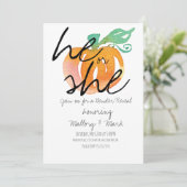 Halloween Pumpkin Hand Waterverf Gender onthulling Kaart (Staand voorkant)