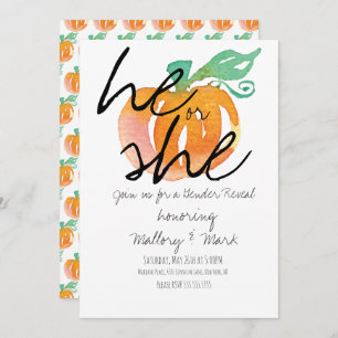 Halloween Pumpkin Hand Waterverf Gender onthulling Kaart