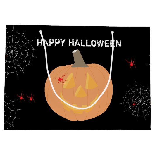 Halloween Pumpkin Happy Halloween Groot Cadeauzakje (Achterkant)