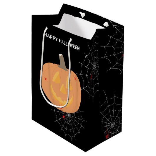 Halloween Pumpkin Happy Halloween Medium Cadeauzakje (Voorkant Gekanteld)
